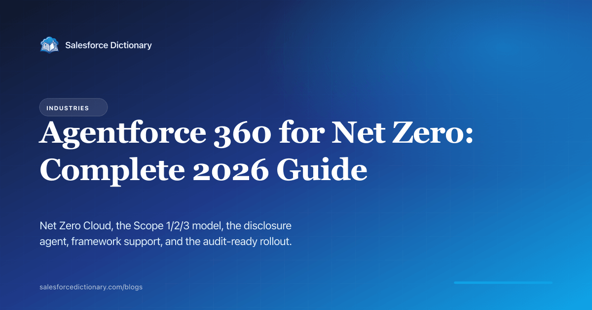 Agentforce 360 for Net Zero 2026 complete guide: Scope 1/2/3 emissions, disclosure agent, frameworks