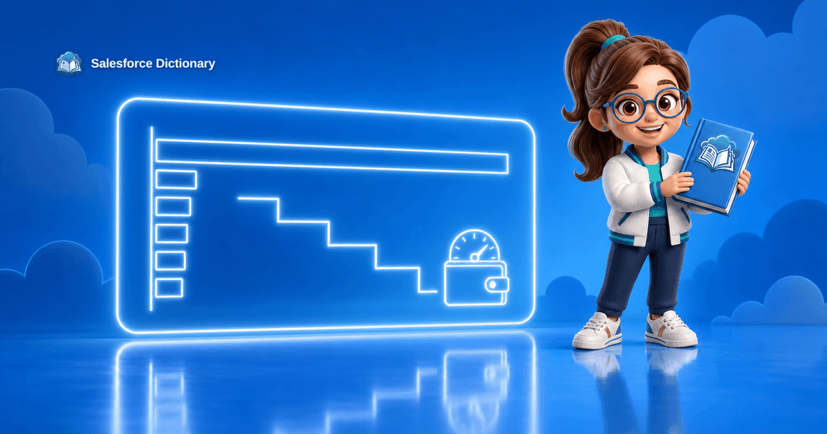The Salesforce Dictionary mascot beside a Data 360 credit meter showing where consumption goes