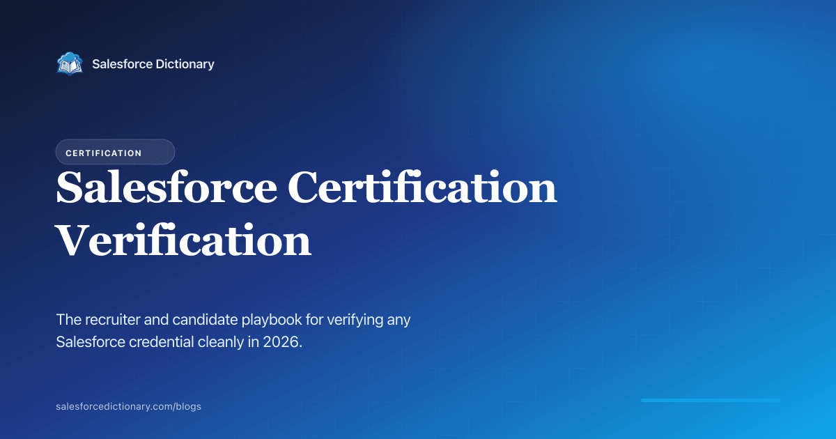 Salesforce certification verification flow on Trailhead in 2026