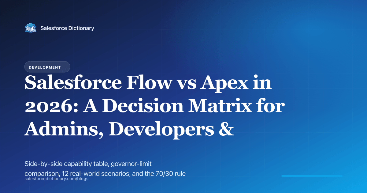Salesforce Flow vs Apex 2026 — a decision matrix