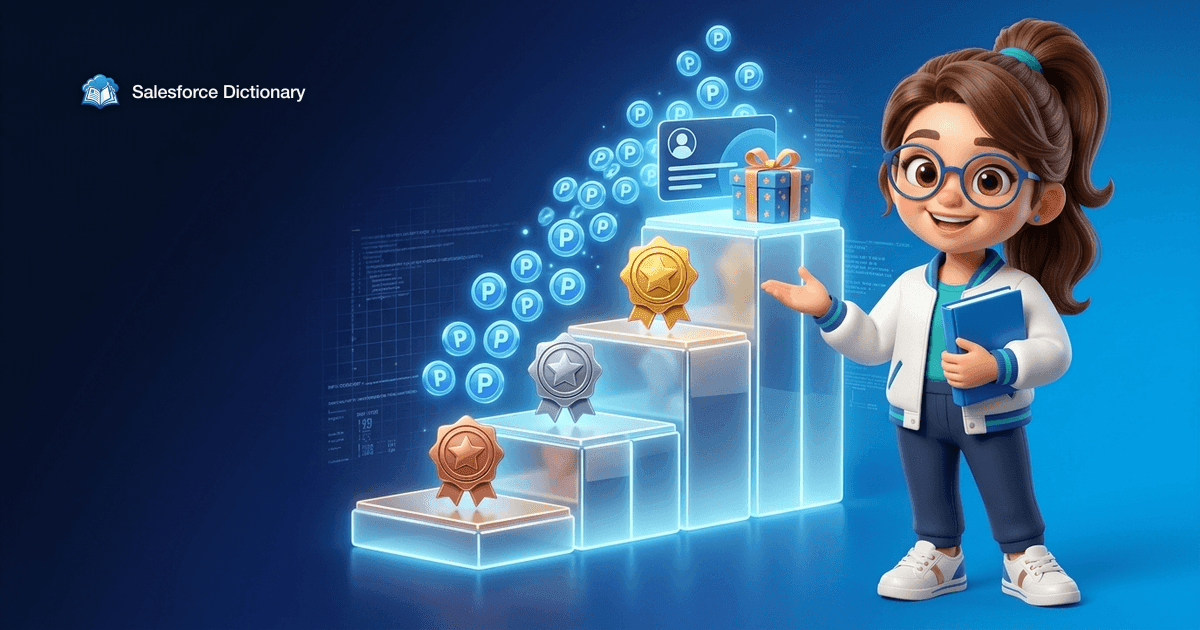 Salesforce Loyalty Management architecture showing programs, members, tiers, and points ledger