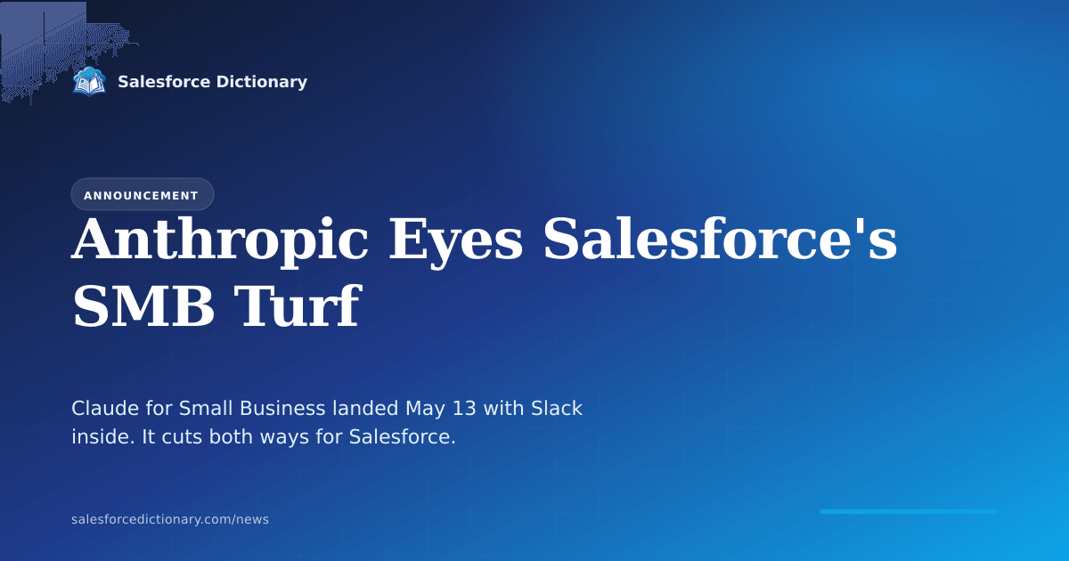Anthropic Claude for Small Business connectors including Slack, QuickBooks, and HubSpot competing with Salesforce Starter Suite Agentforce