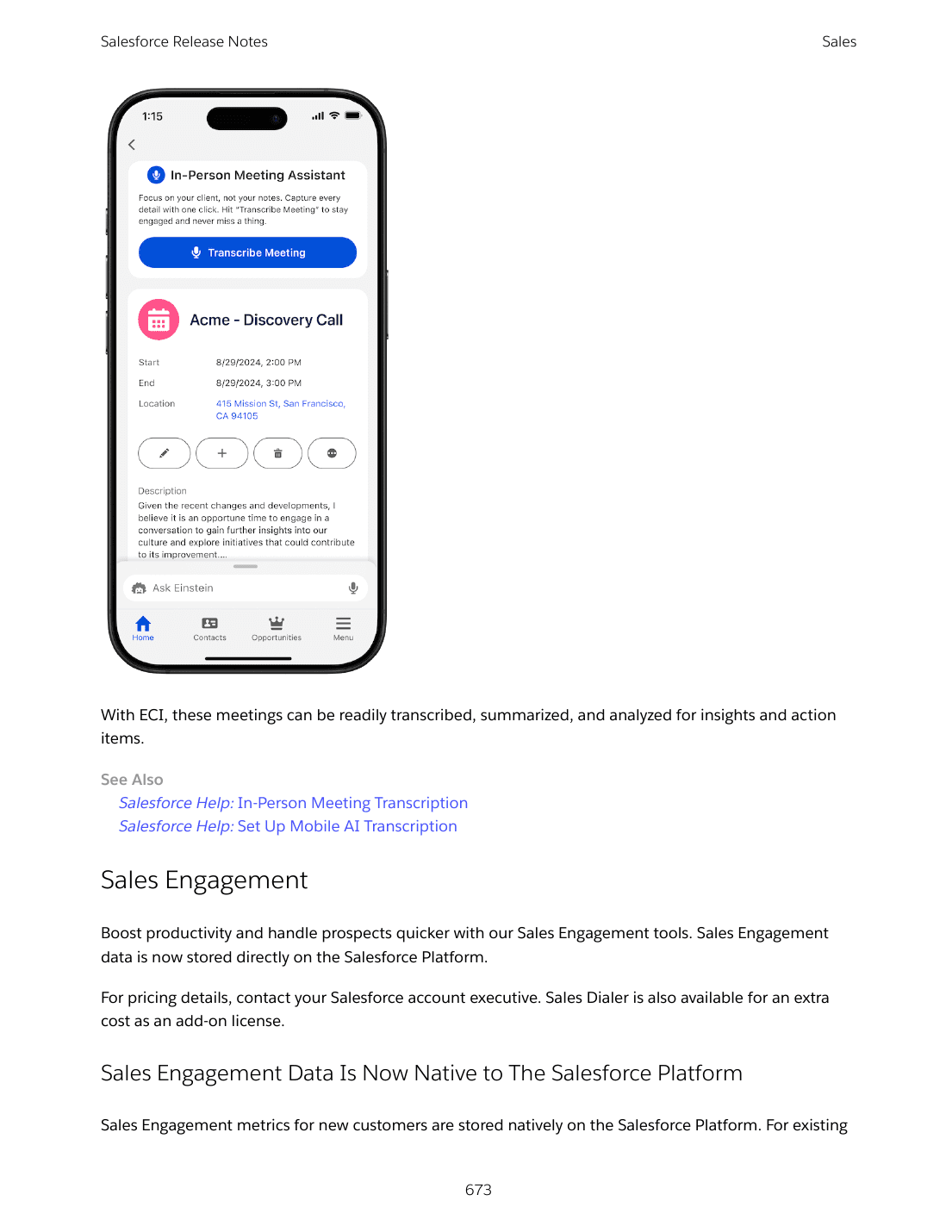 Salesforce mobile In-Person Meeting Assistant captures and transcribes in-person meetings