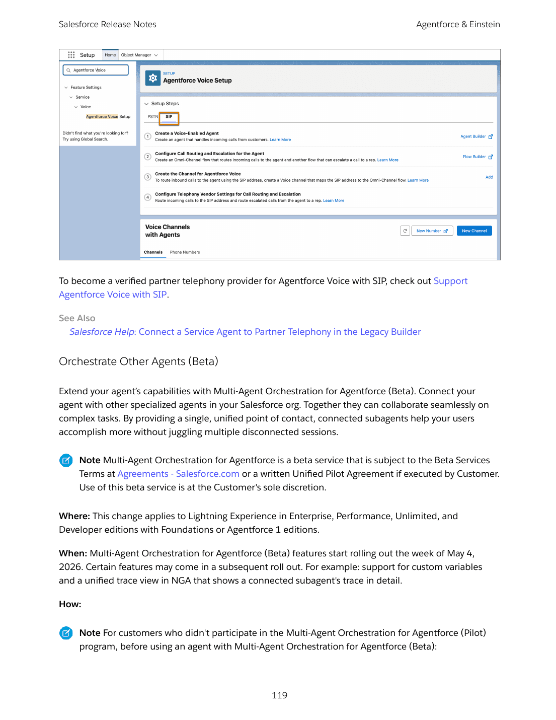 Agentforce Voice setup with the new SIP tab