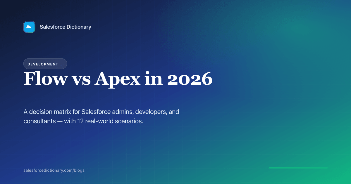 Salesforce Flow vs Apex 2026 — a decision matrix