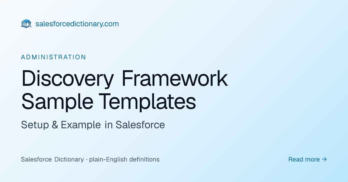 Discovery Framework Sample Templates | SF Dictionary