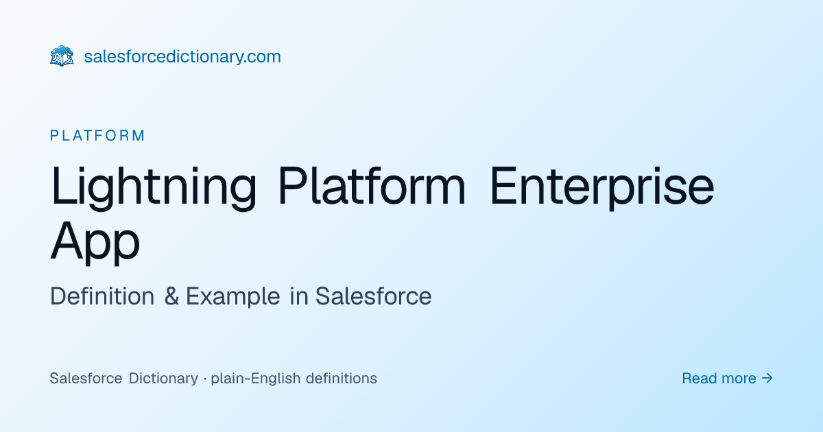 Lightning Platform Enterprise App | SF Dictionary