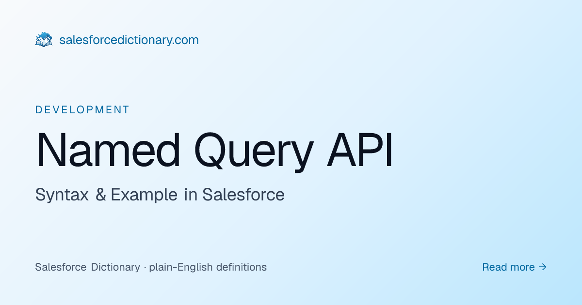 Named Query API - Definition & Examples | SF Dictionary