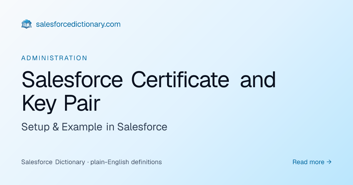 Salesforce Certificate and Key Pair | SF Dictionary