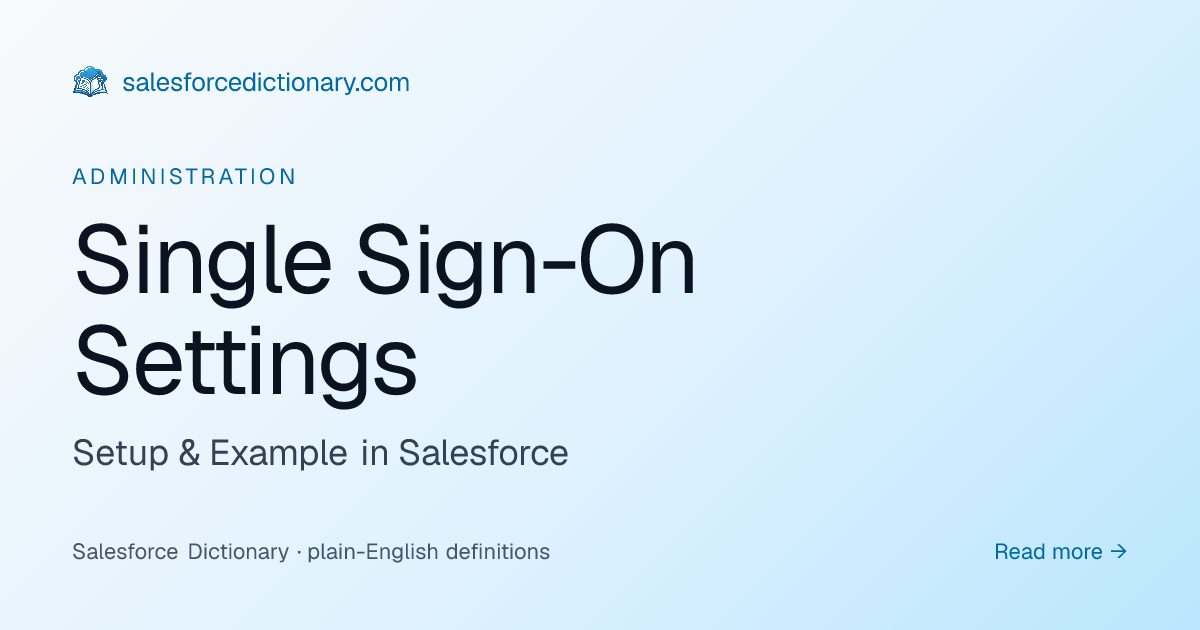 Single Sign-On Settings - Definition | SF Dictionary