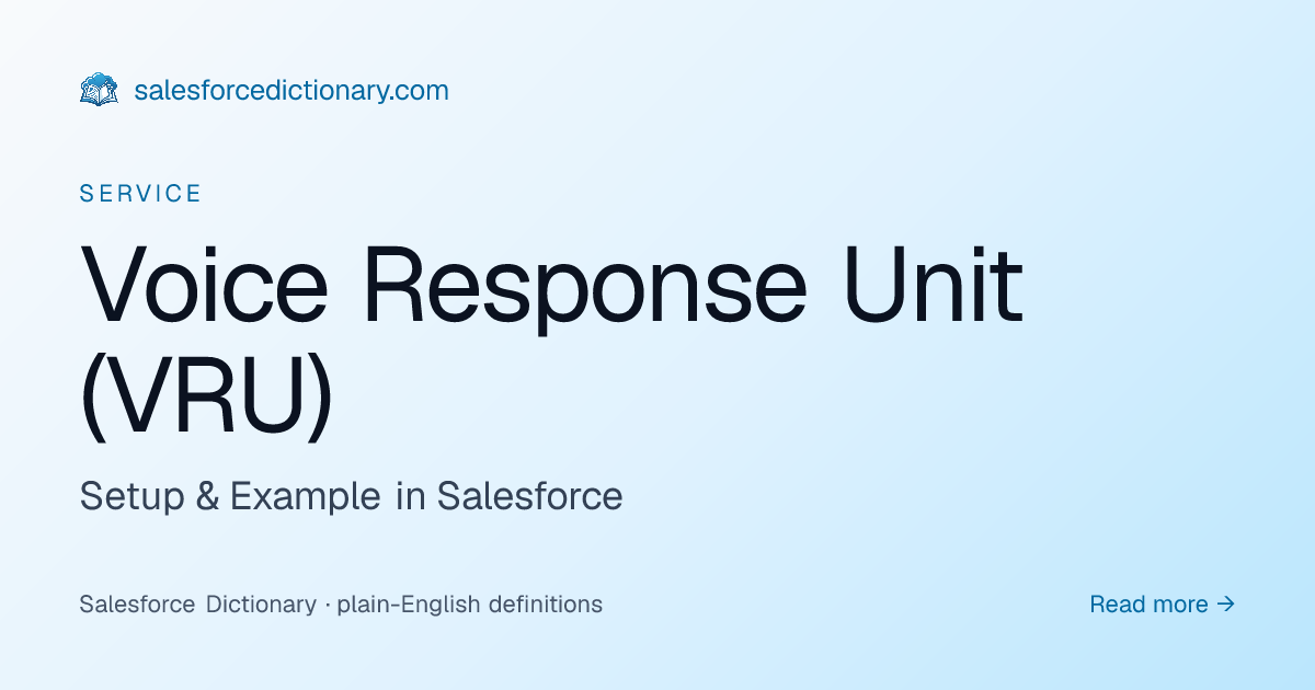 Voice Response Unit (VRU) - Definition | SF Dictionary
